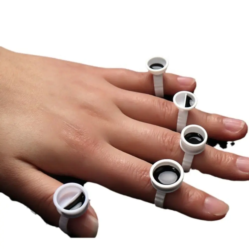 

100 шт., пластиковые чашки с кольцами для чернил, одноразовые многофункциональные держатели для пигментов, контейнер для наращивания ресниц, клей, лоток, аксессуары для инструментов