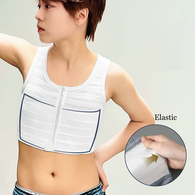 

Женский полосатый плоский нагрудный бандаж из ледяного шелка, дышащий корсет, майка Les Trans, нижнее белье, жилет для косплея, противоударная спортивная одежда