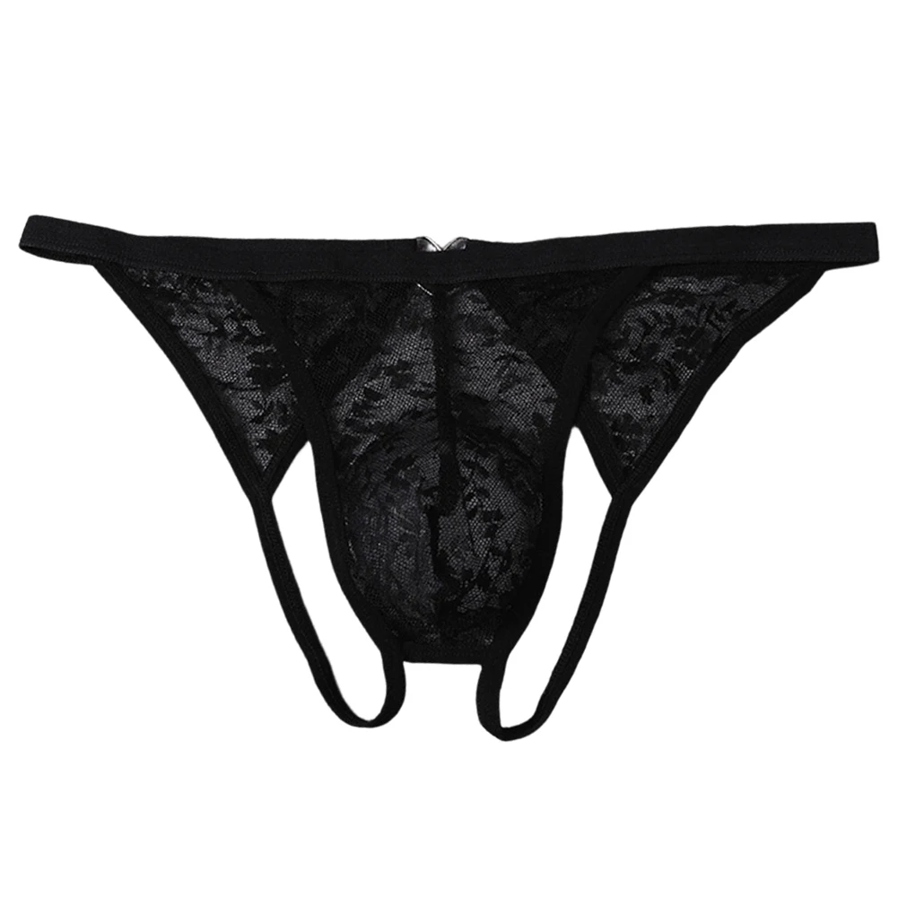 Mens Lace Briefs Ultra-Thin Thongs Very Hot Lingerie Gay Sissy See Through Underwear For Man Open Butt Underpants Unisex Panties