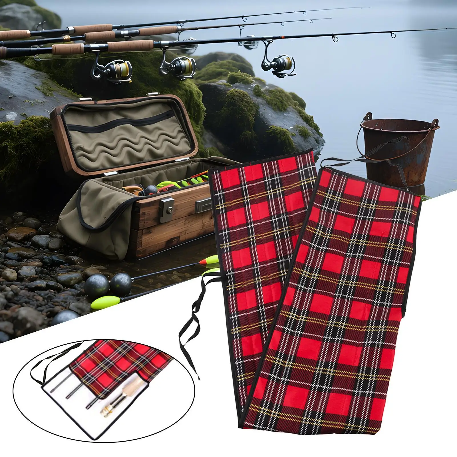 

Fishing Pole Bag 4 Compartments Portable Cover 33 Inch Fishing Pole Covers For Boat Shore Travel Transportation Lake River