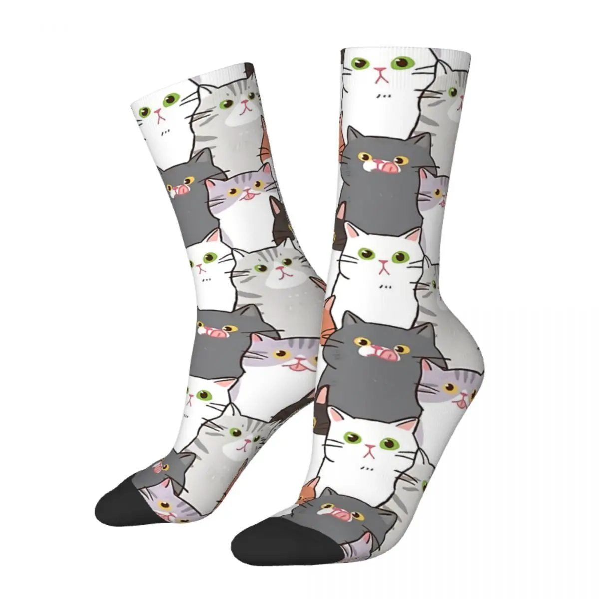 

Happy Retro Pattern Of Cute Cartoon Cat Crazy Men's Socks Unisex Harajuku Seamless Printed Novelty Crew Sock Boys Gift