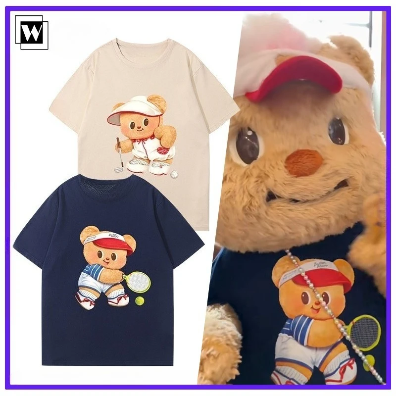 

Plus Size Cute Thai Playing Tennis Butter Bear Short Sleeve Soft Cute Top Women's T-Shirt Couple Same Peripheral Short Sleeve