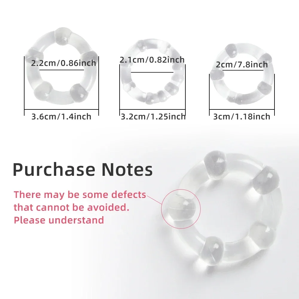 3Pcs Silicone Penis Ring Set for Men Cock Ring Erection Aid Lasting Ejaculation Delay Adult Sex Toys