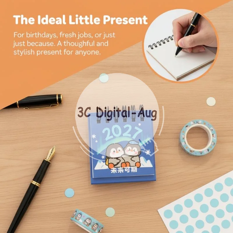 2027 Minimalist Monthly Desk Calendar with Detachable Memo Pads Flat Lay Design Planner for Home Office Daily To-do List