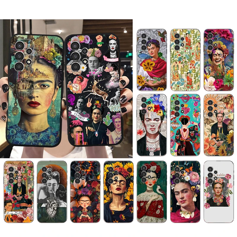 Funda de teléfono para Samsung A17 A55 A16 A56 A35 A15 A53 A54 A33 A34 A25 A05S A52 A52S A07 A26 A06 Frida-Kahlo