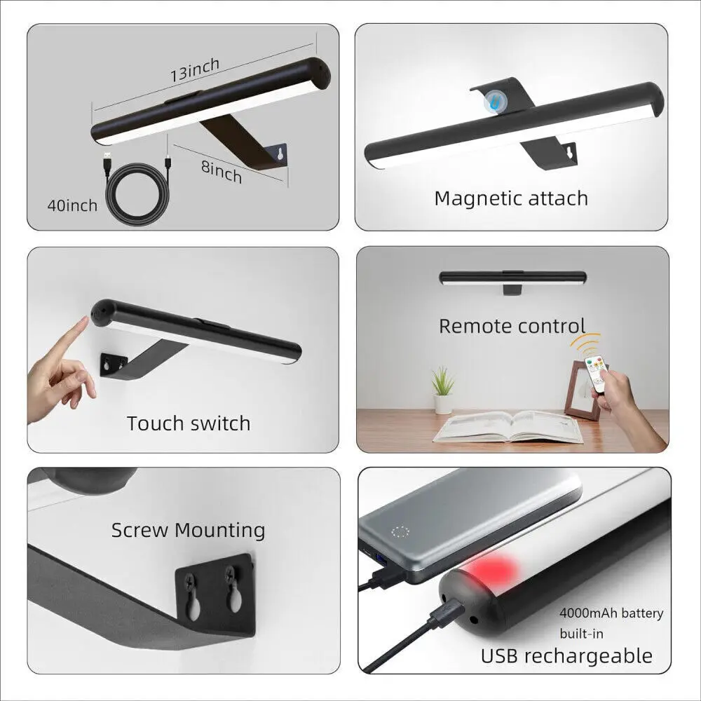 무선 그림 그림 조명 초상화 원격 거실 충전식 아트 디스플레이 빛 디밍이 가능한 다트판 빛