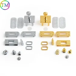 1-10-30Sets Rectangular Lock Foot Rivet Screw Hook For Handbag Purse Bags Eyelets Lock Twist Lock Zipper Puller Head Accessories