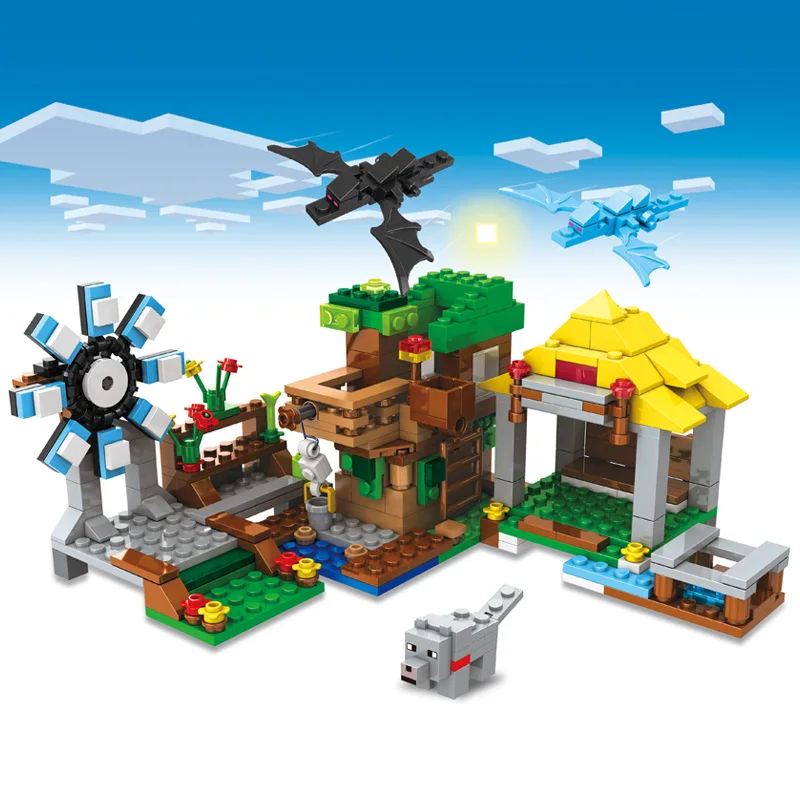 

Cartoon Building Village Tree Houses Windmills Building Block Educational Toy For Children Gift