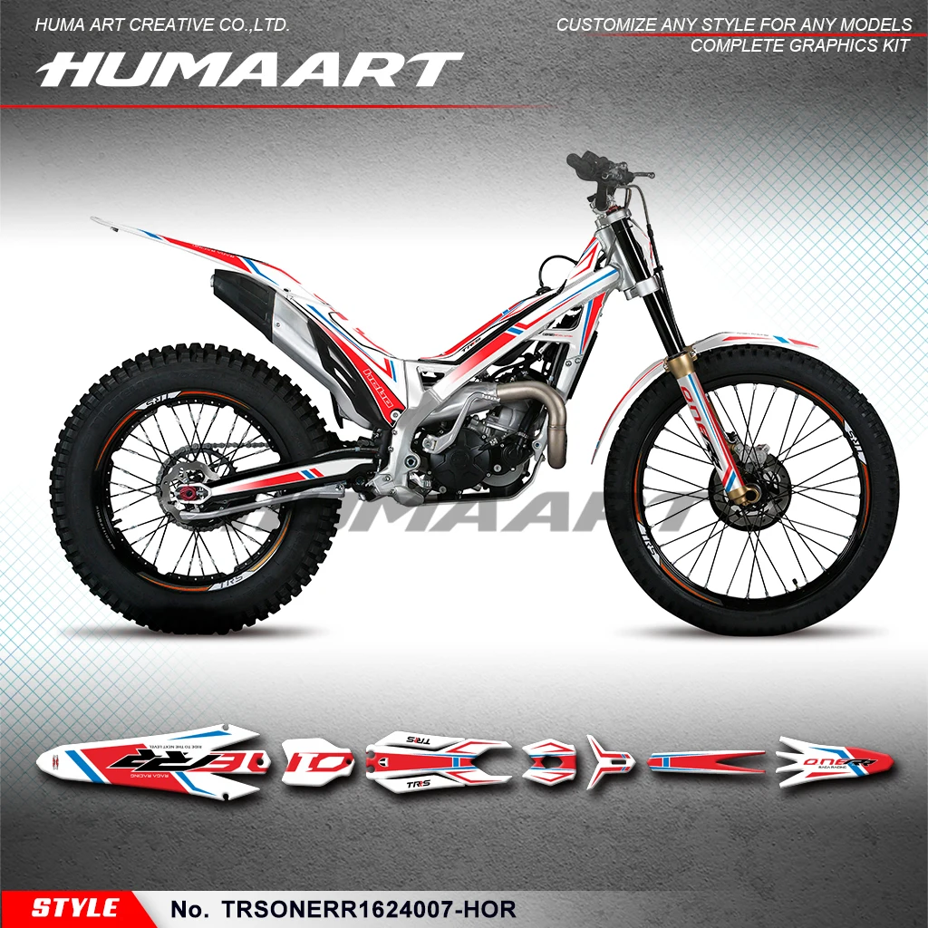 

Humaart Complete Graphics Kit Racing Stickers Self Adhesives for TRS TRRS ONE R RR GOLD Trials Bike 2016-2024, Red White