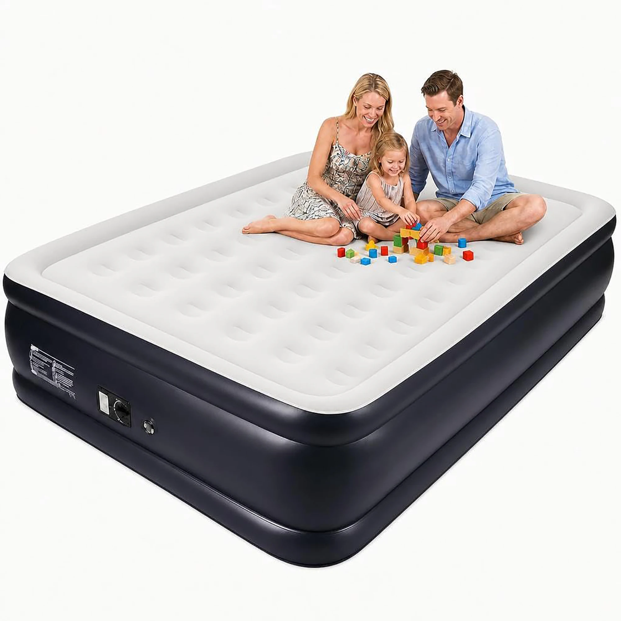 Twin/Queen Air Mattress With Built-in Pump, 18'' Raised Inflatable Guest Bed, 3-Min Fast Inflate, Honeycomb Support, 800lb