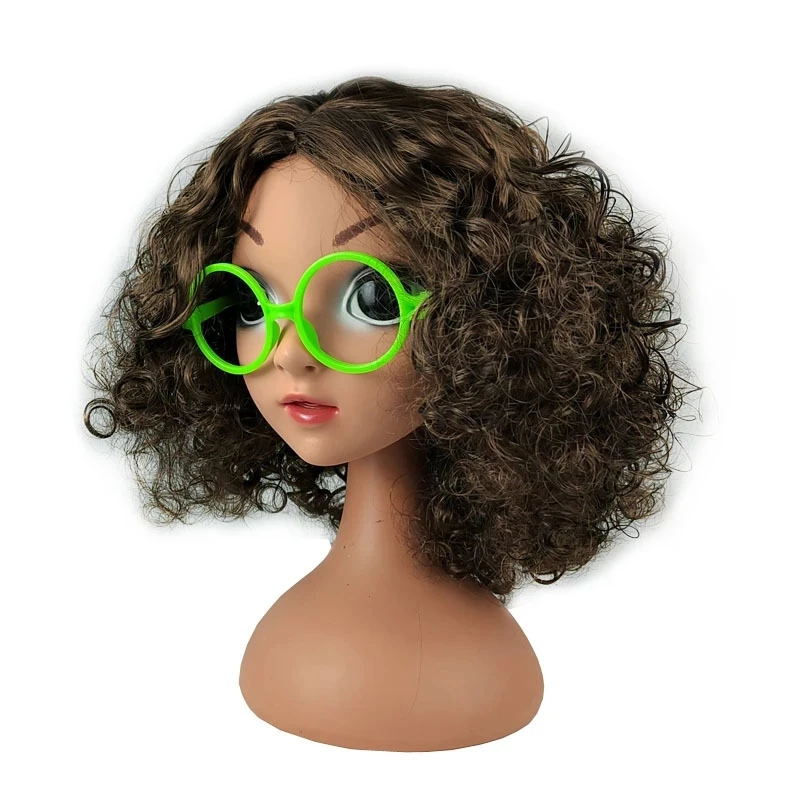 Magic Encant Cosplay Wig Headgear Dress Up Props Mirabel Wigs and Glasses Set Masquerade Props Party Accessories