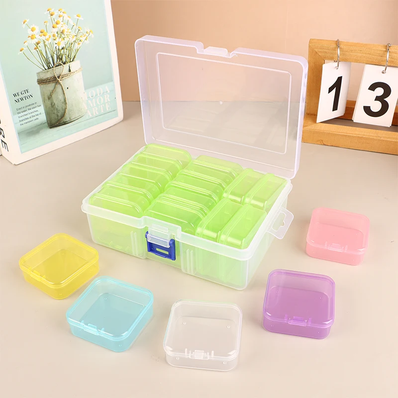 Mini Plastic Sieraden Opbergdoos Vierkante Transparante Flip Draagbare Pil Container Sieraden Houder Verpakking Oorbellen Vitrine