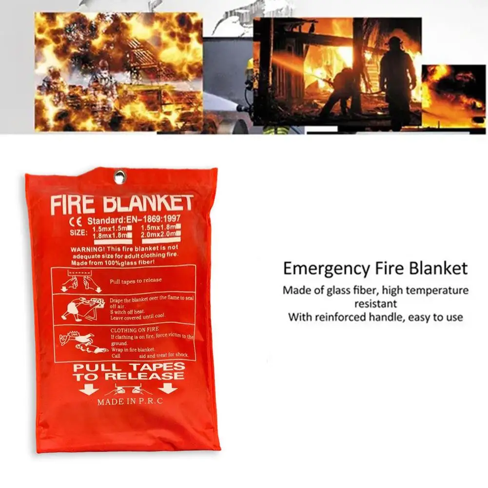 Fire Blanket 1M Fire Flame Retardant Emergency Survival Fire Shelter Escape Blanket Emergency Fire Blanket Fire Extinguisher