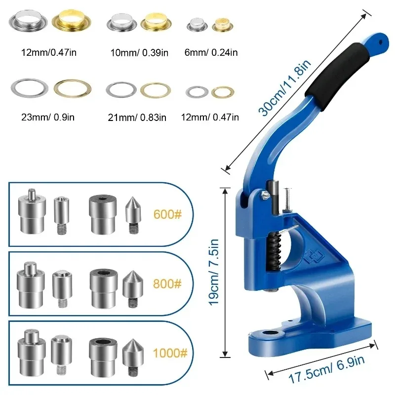 Punch Manual Installation Tool 3000 set Grommet Eyelet Machine Hand Press Sew Pressing Clamp DIY Manual Snap Eyelet Press Craft