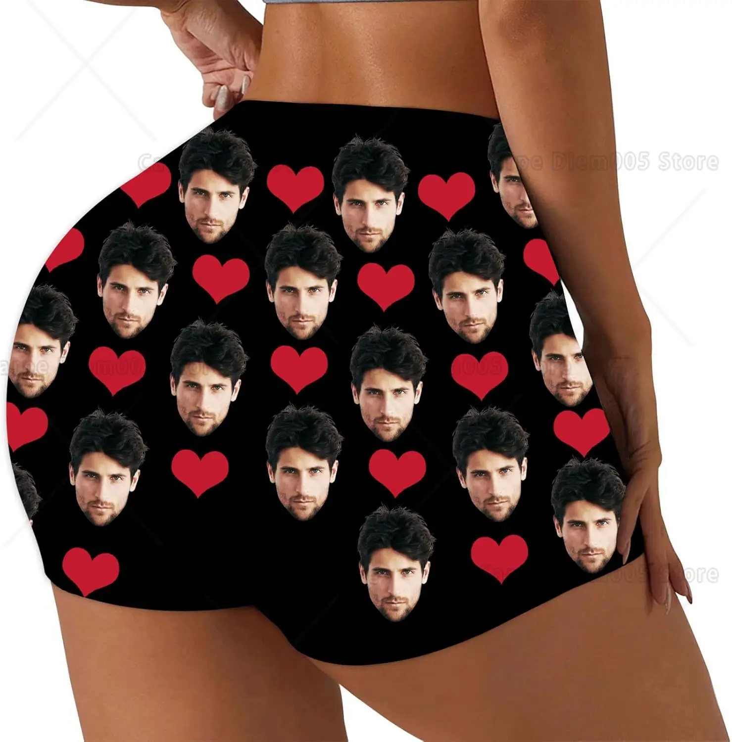 Pantaloncini personalizzati per il viso Personalizza pantaloncini da donna, viso e cuore, amo il fidanzato, regalo per la fidanzata, anniversario, regalo di San Valentino