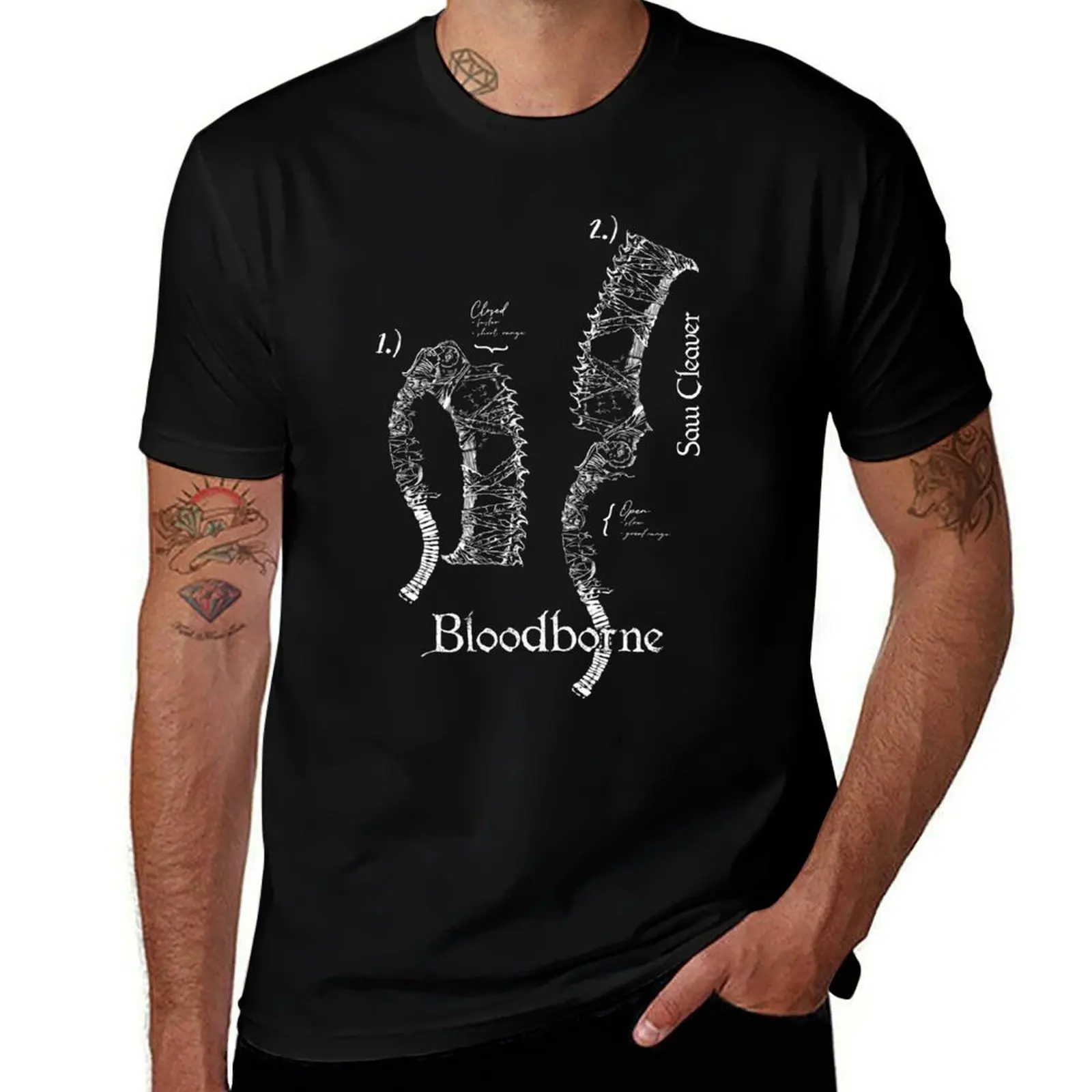 Saw Cleaver Schematic: Bloodborne Fan Art T-Shirt anime figures hippie clothes baggy shirts plus size men clothing