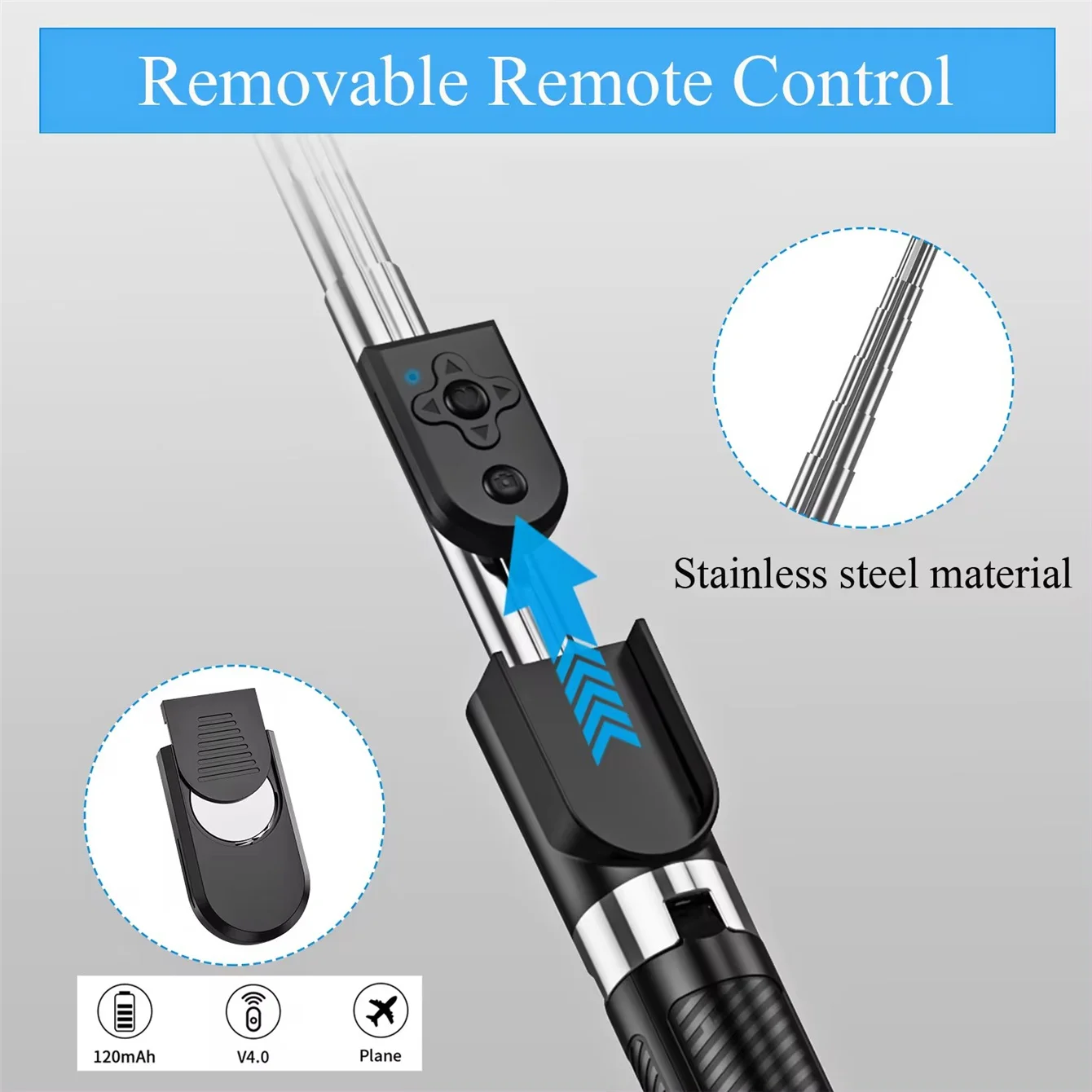 1.7M Bluetooth Wireless Selfie Tripod With Fill Light Shutter Remote Control Portable Foldable Monopod For iPhone Smart Phone