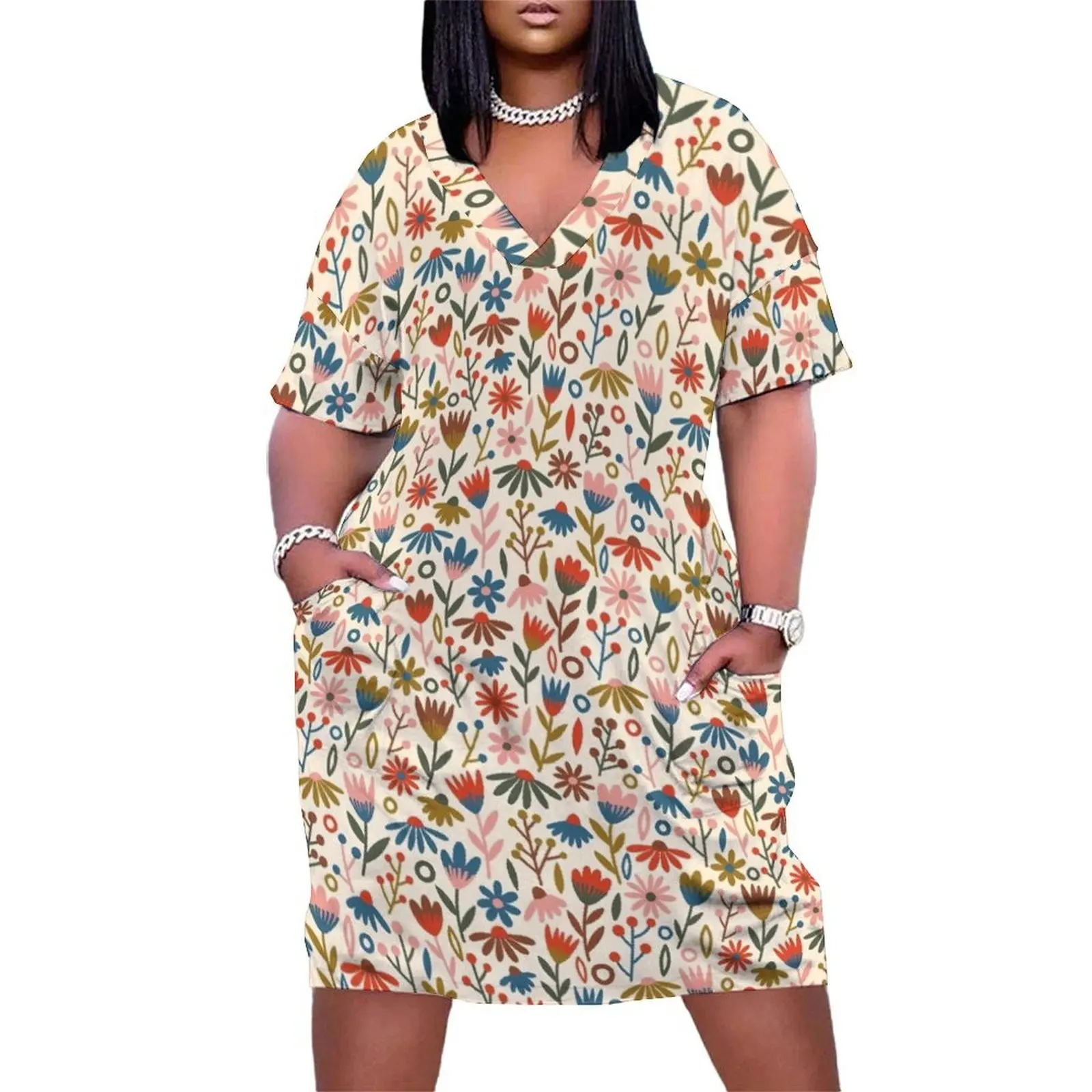 

Retro Floral Pattern Loose Pocket Dress dresses for prom dress for women 2025 Women's summer suit summer women's dress 2025