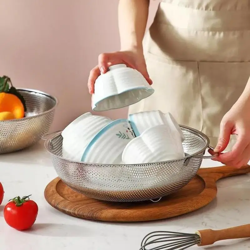 Sifter Colander Strainer Sieve Baskets Stainless Steel Kitchen Hole Dense Mesh - Image 3