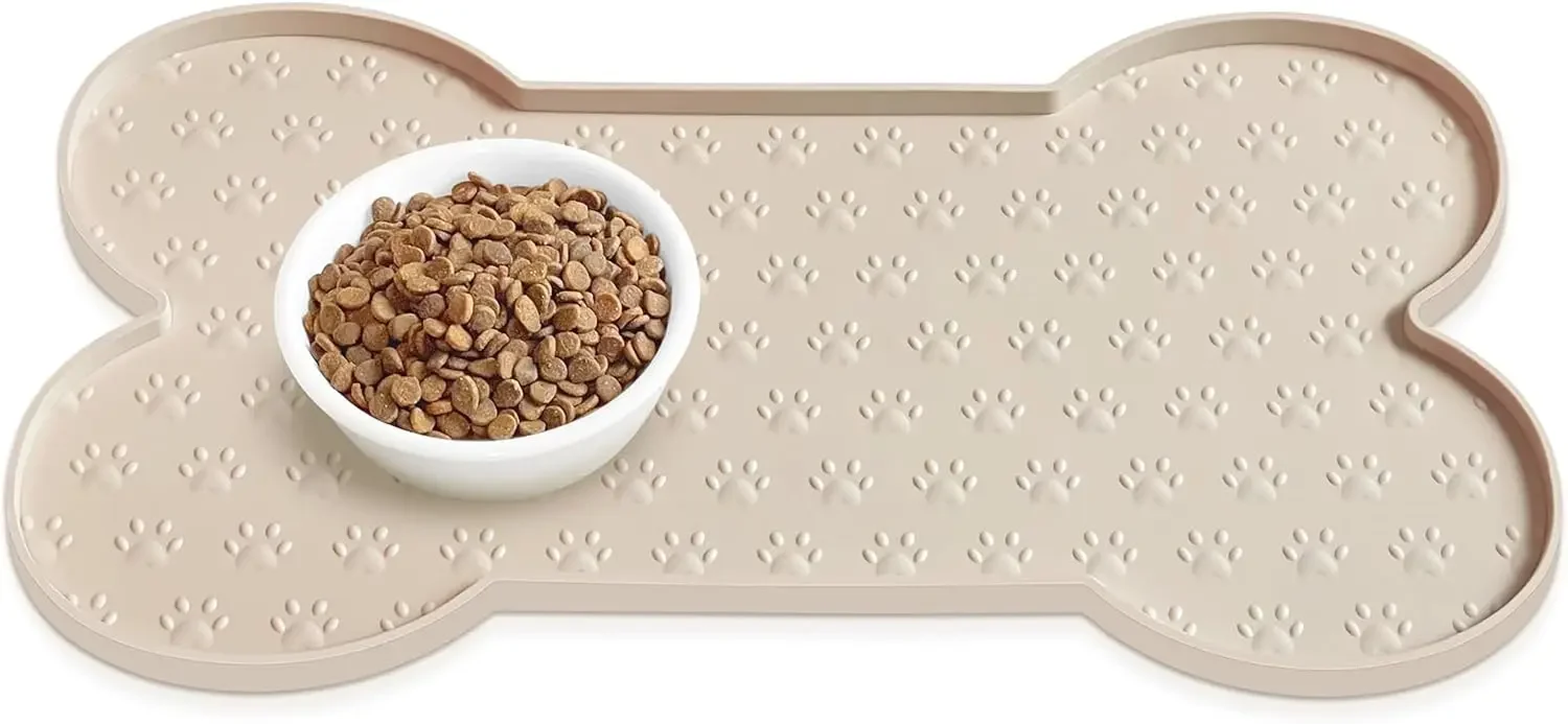Anti-Slip Silicone Dog & Cat Feeding Mat – Waterproof Pet Bowl Mat with Raised Edge