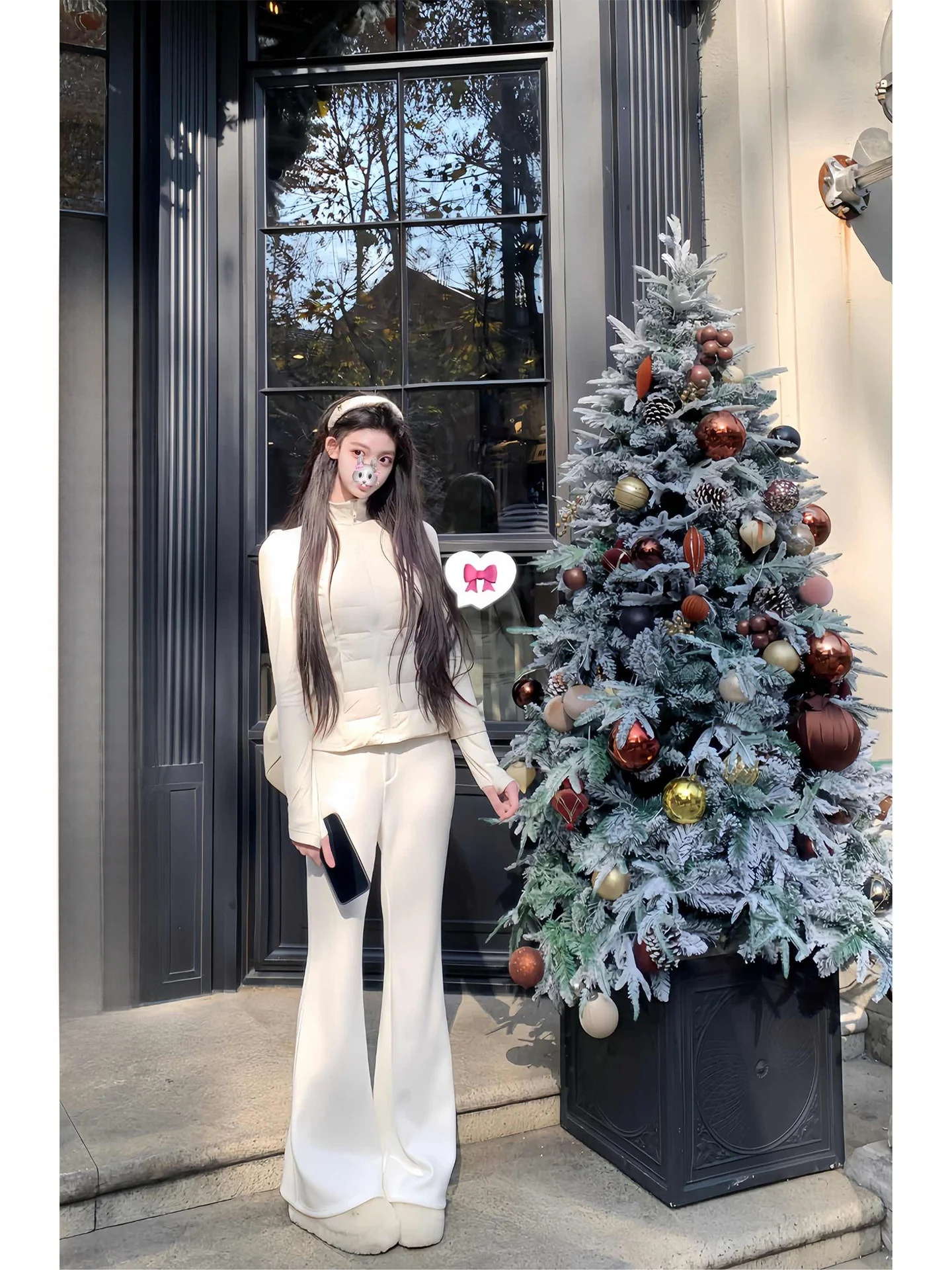 

Женские повседневные брюки White Water с микро-клешем, из вельвета с узором в виде сердечек, облегающего кроя, длинные, для женщин