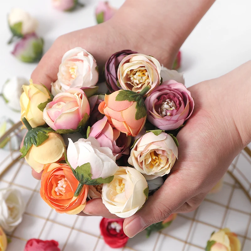 5/10/20 قطعة الزهور الاصطناعية الوردية 3.5 سنتيمتر رؤوس زهرة وهمية للمنزل Dceor حديقة الزفاف الديكور Carft بها بنفسك Carft الهدايا اكسسوارات #5