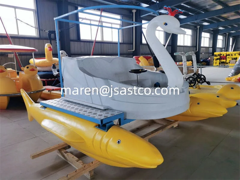 Bote de Recreo con Forma de Cisne de Gran Capacidad, Bote a Pedales de Fibra de Vidrio, Bote Inflable con Diseño de Animal de Dibujos Animados, Autodrenante, con Pistola de Agua, para Piscina