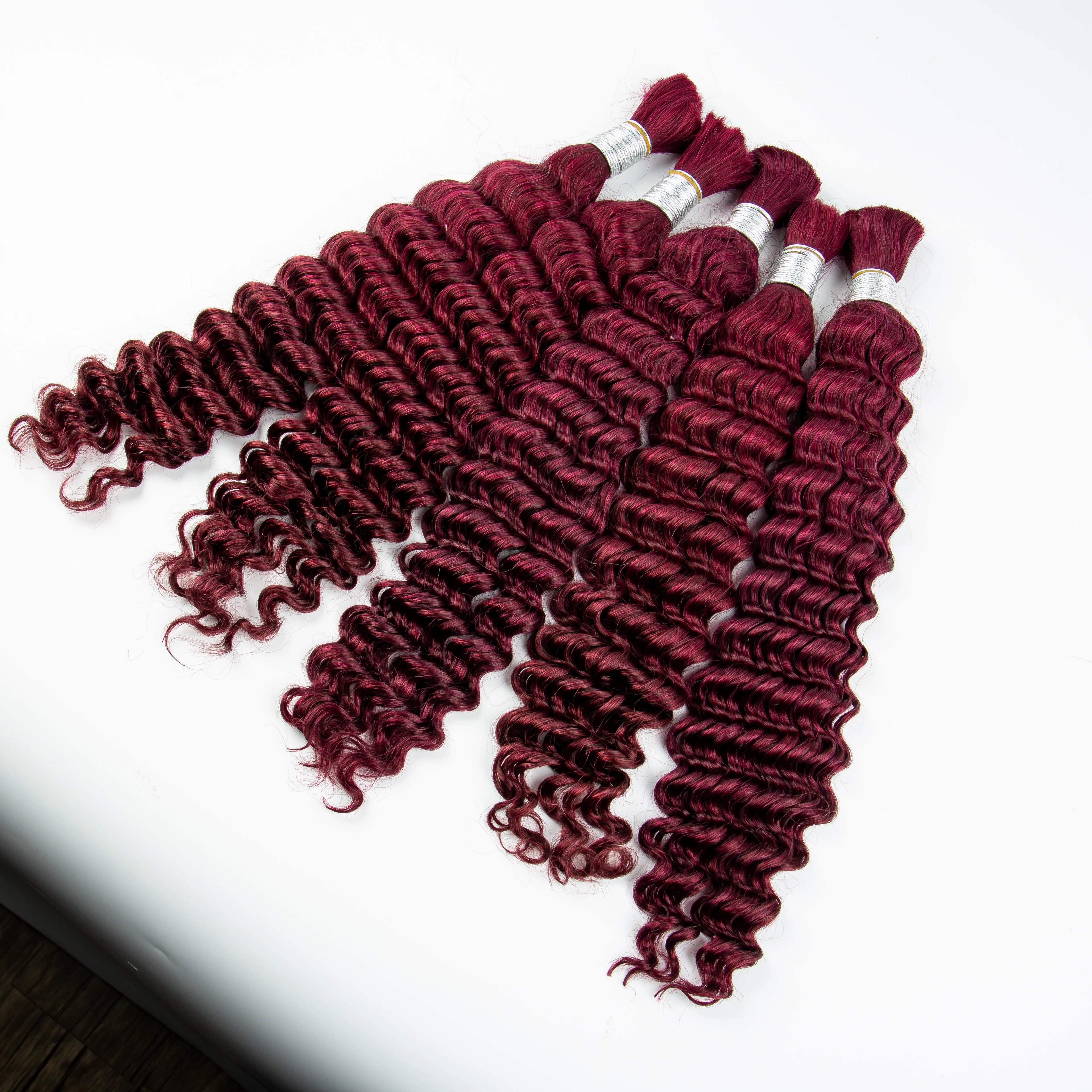 22 24 Zoll tief gewelltes Echthaar für Boho-Zöpfe, kein Schuss, gefärbt, 100 % 12A Echthaar, lockige Bulk-Extensions zum Flechten – Detail 39