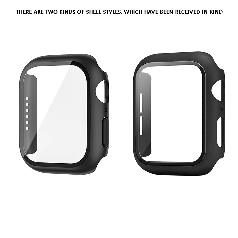 Tempered Glass+cover For Apple Watch 41mm 45mm 44mm 40mm 42mm 38mm PC bumper Screen Protector Case iWatch series 6 5 4 3 se 7 8