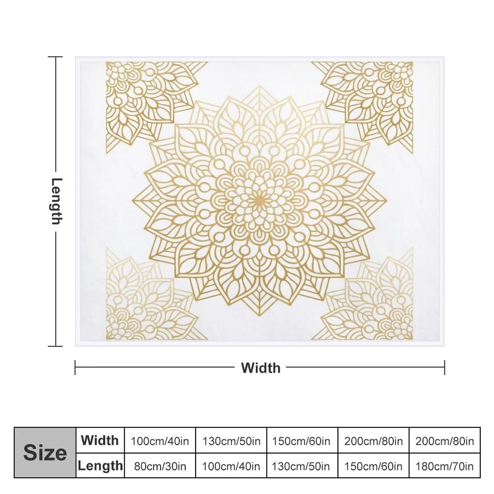 Gold and White Mandala Throw Blanket Decorative Sofas funny gift Bed Blankets