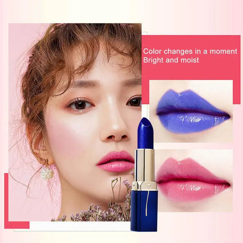 

Blue Rose Lipstick Temperature Color Changing Lip Moisturizing Balm Makeup Lip Gloss Shiny Lipstick Long Lasting Lip makeup