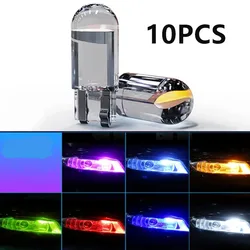 10PCS White Light T10 DC 12V Car LED Light Canbus Glass COB 6000k Reading Dome Lamp Marker Wedge License Plate Light Bulb