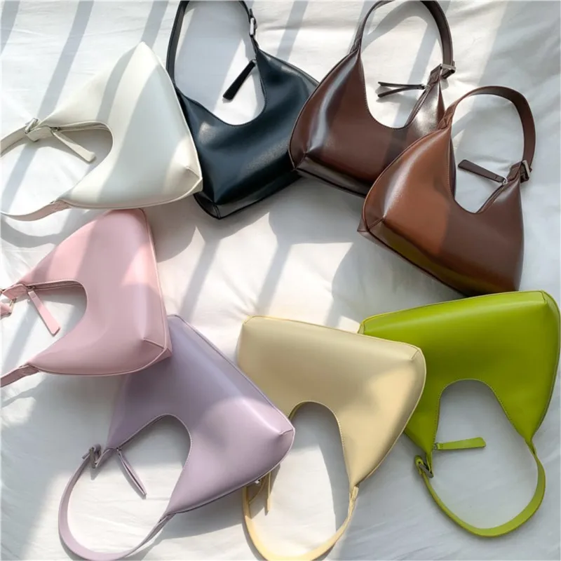 Bolsa Hobo de Couro PU para Mulheres, Bolsa Pequena, Bolsa de Ombro, Zíper, Casual, Designer, Marca, Moda, Lady, 2024