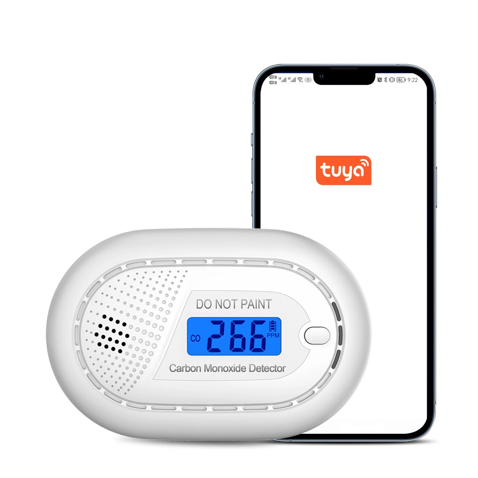 WIFI Tuya  Carbon monoxide alarm    CO Fire Alarm Home Safety Protection 10 Years Battery LED screen display display value