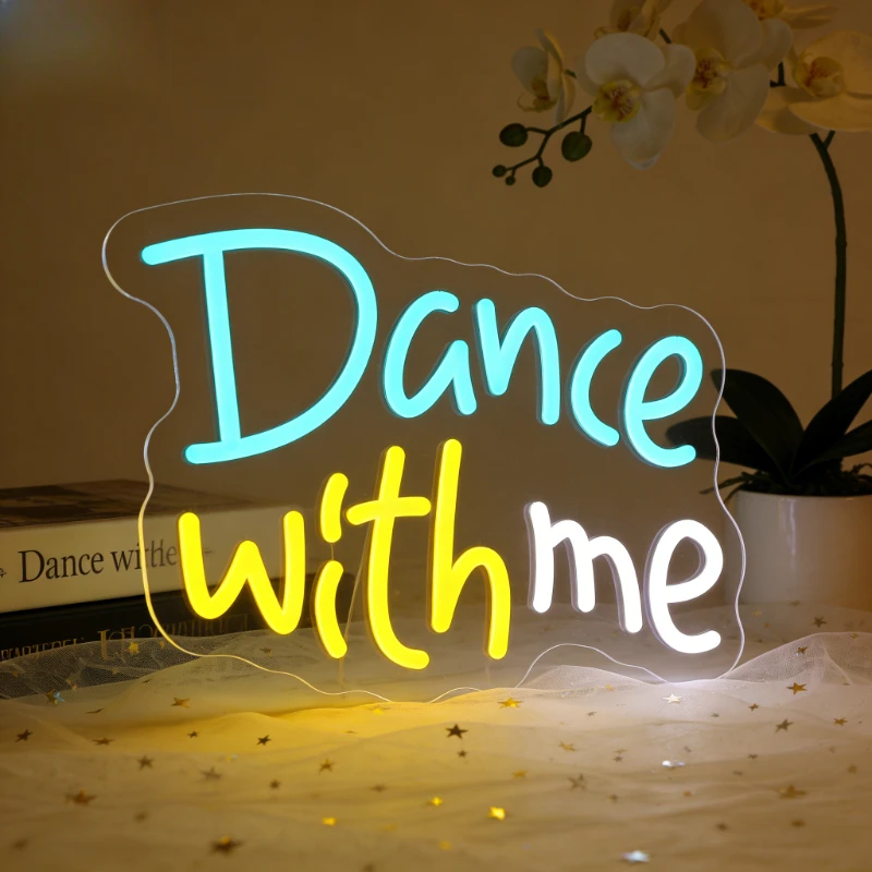 

Светодиодная неоновая вывеска «Танцуй со мной» для спальни, домашнего декора, подарок на День святого Валентина, годовщину, день рождения, светодиодное настенное освещение, питание от USB