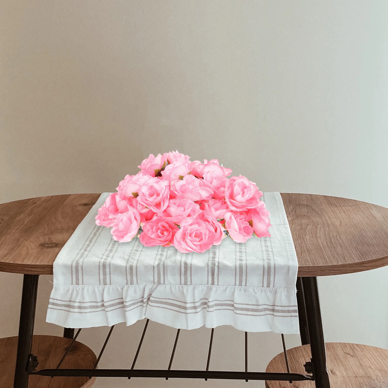 

50 Pcs Artificial Flowers Mini Roses Decorate for Outdoors Heads Pink Diy Swag Wedding