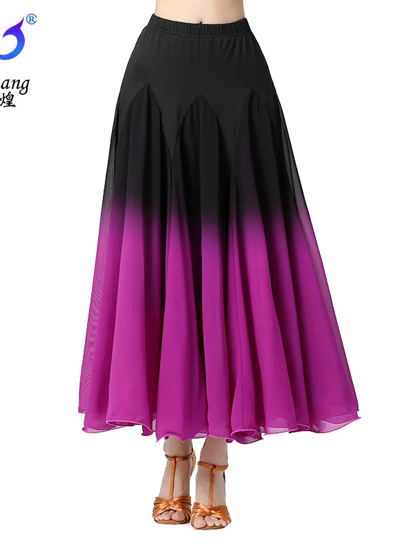 Womens Ballroom Dance Skirt Costume Latin Party Dress Fashion Dancing Practice Elegant Long Swing Skirt Performance Festival