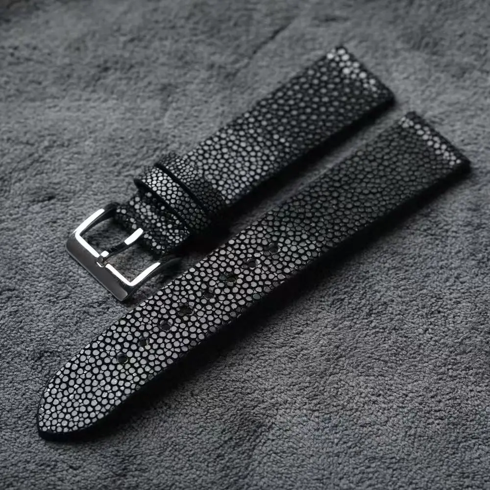 Ремешок из натуральной кожи для мужских часов ручной работы, роскошный браслет ручной работы с жемчужинами и рыбками, 18 20 22 мм, серый, зеленый и черный