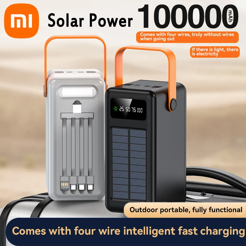 Xiaomi Power Bank Outdoor Camping Light 100000mAh Large Capacity Power Bank Detachable Four Wire Solar Power Dormitory Mobile