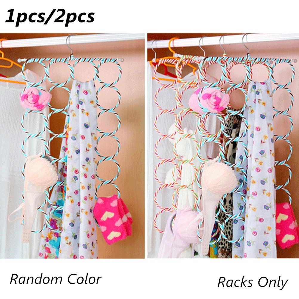 

1Pcs Plastic Tie Rack 28-Circle Multi-Purpose Scarf Storage Organizer Closet Rod Mounted Space-Saving Hanger Storage Rack