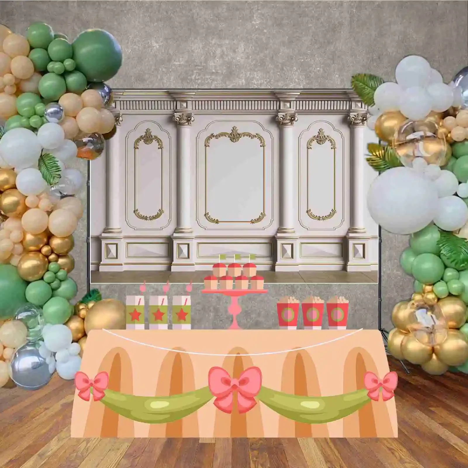 MOON.QG غرفة المعيشة الأوروبية الفرنسية الباروك جدار خلفية صورة حفلة التصوير الفوتوغرافي عيد ميلاد خلفية المنتج اطلاق النار الاستوديو