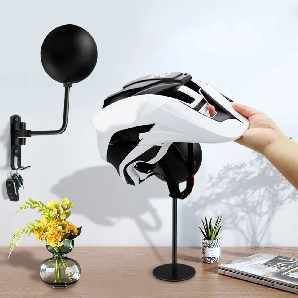 

Space Aluminum 180° Rotation Helmet Hanger Wall Mounted Space Saving Helmet Display Rack with Double Hooks Heavy-Duty