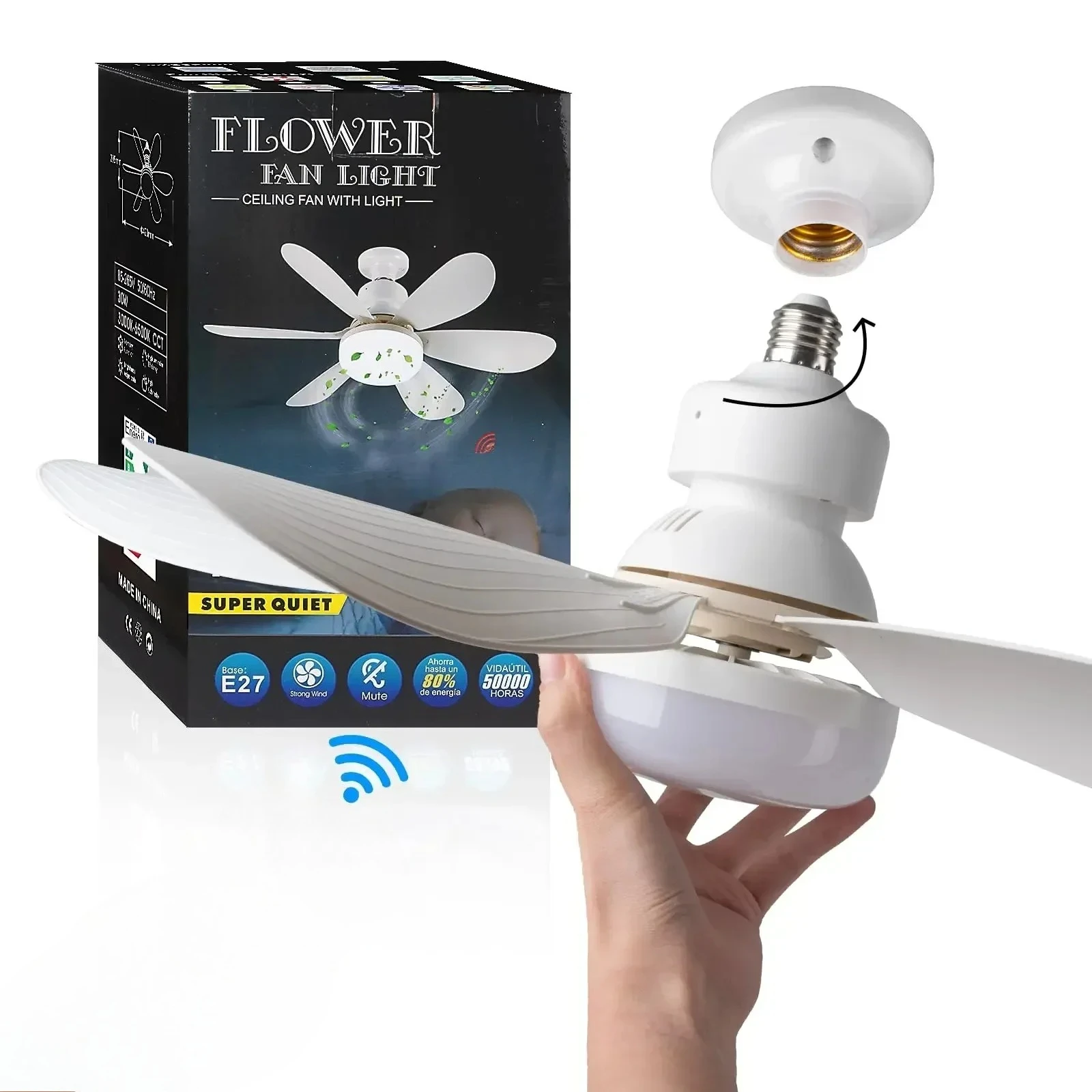 Household Detachable Fan Blades, Small Fan, Restaurant Bedroom, Intelligent Remote Control Ceiling Fan, Wind and Light Adjustmen