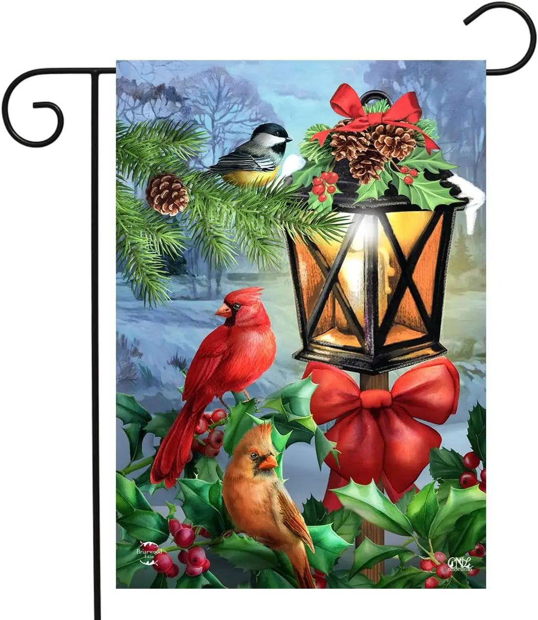 Lantern Glow Gathering Winter Garden Flag 18 x 12.5 Briarwood Lane