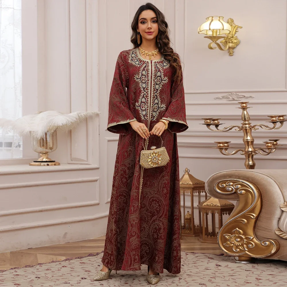

2025 Dubai Abayas for Women Embroidery Muslim Dress Eid Party Gown Kebaya Turkey Kaftan Femme Musulmane Vestidos Jalabiya Robe