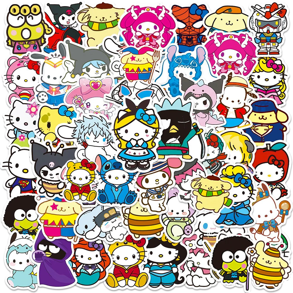 

10/30/50pcs Funny Sanrio Cosplay Anime Stickers Cute My Melody Hello Kitty Cartoon Decals DIY Water Bottle Phone Laptop Sticker