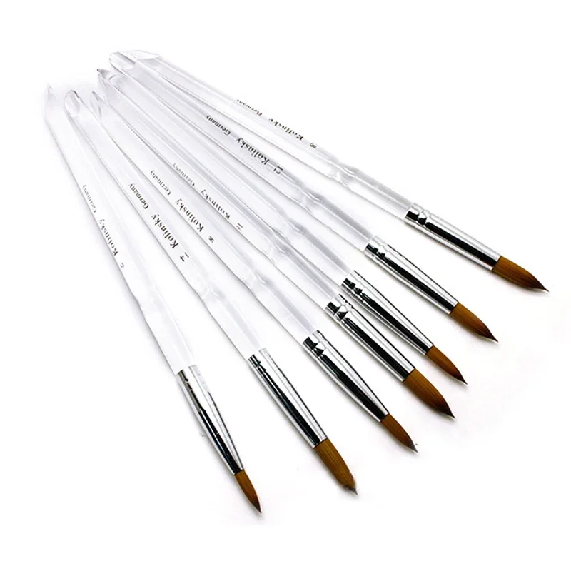 TIANMI Transparent Nail Art Brush Gel Nail Extension Builder Tools DIY Painting Carving Pens Manicure Kolinsky Acrylic Brushes