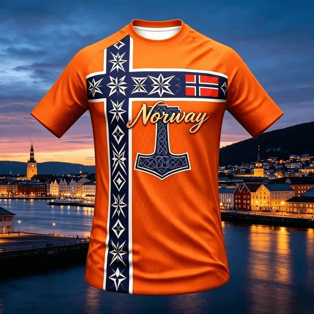New Norwegian Style Men's Short-sleeved T-shirt Football Jersey Men's and Women's Identical Top Women's T-shirt Sports Shirt Y2K