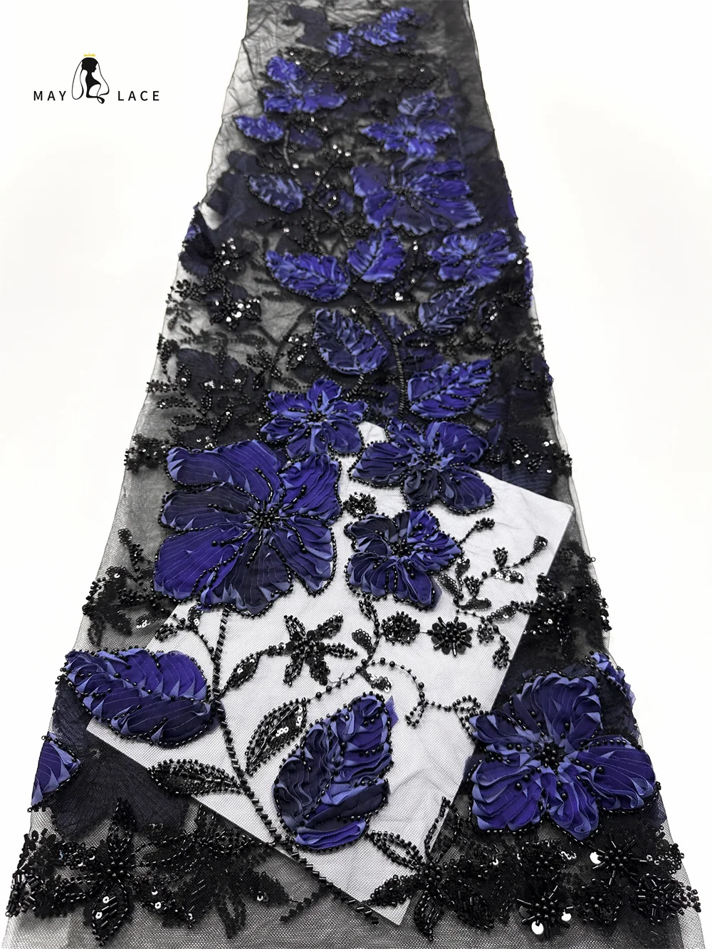 

Luxury French Mesh 3d Beaded Lace Fabric 2025 High Quality African Sequins Chiffon Lace Fabrics For Nigerian Wedding Dress Sew