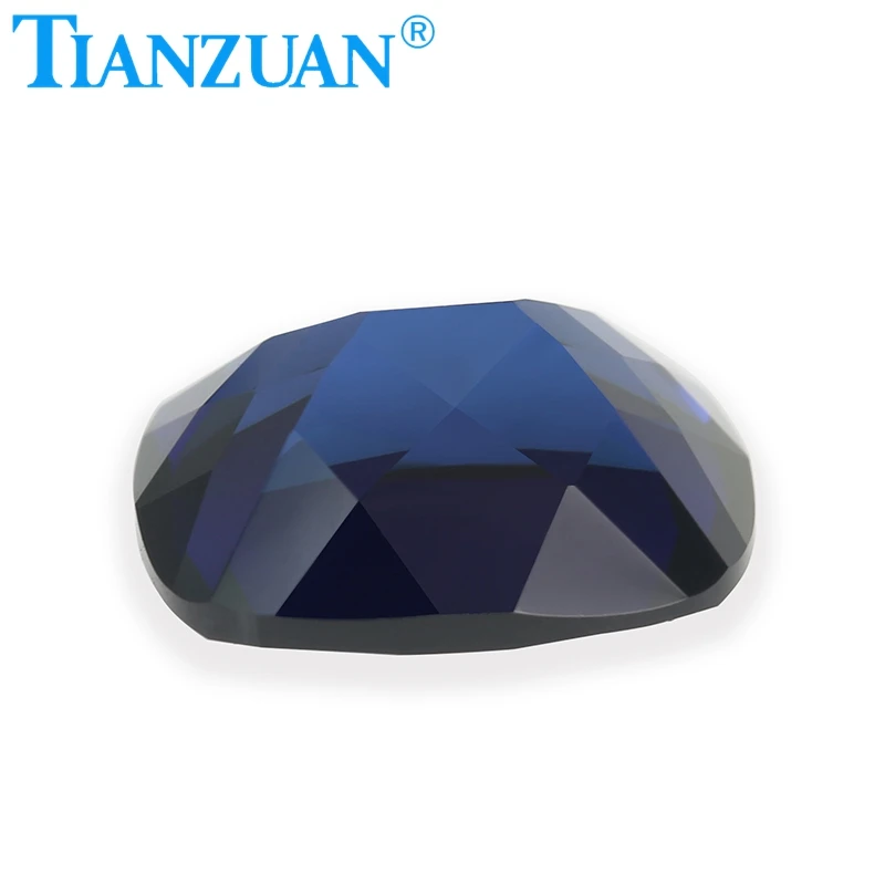 Synthetic Sapphire Antique Cushion Shape Natural Cut Blue Color Artificial Corundum Clear Loose Stone for Jewelry Making